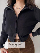 Dual Zipper Knit Cardigan with Pockets - Sun Imperial (photo 3)