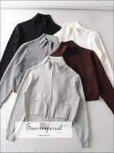 Dual Zipper Knit Cardigan with Pockets - Sun Imperial (photo 5)