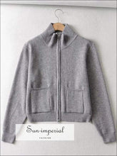 Dual Zipper Knit Cardigan with Pockets - Sun Imperial (photo 7)