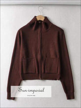 Dual Zipper Knit Cardigan with Pockets - Sun Imperial (photo 8)