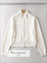 Dual Zipper Knit Cardigan with Pockets - Sun Imperial (photo 9)