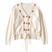Embroidered Floral Waist Tie Knit Cardigan - Sun Imperial (photo 2)