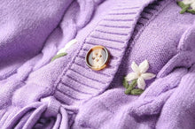 Embroidered Floral Waist Tie Knit Cardigan - Sun Imperial (photo 4)