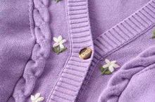 Embroidered Floral Waist Tie Knit Cardigan - Sun Imperial (photo 5)
