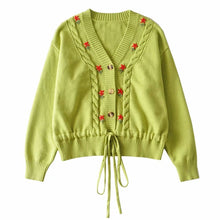 Embroidered Floral Waist Tie Knit Cardigan - Sun Imperial (photo 8)