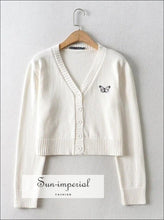 Embroidery Butterfly Crop Knit Cardigan - Sun Imperial (photo 1)