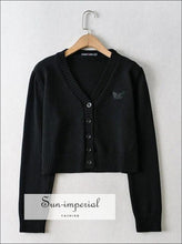 Embroidery Butterfly Crop Knit Cardigan - Sun Imperial (photo 3)