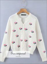 Embroidery Flower Cropped Cardigan - Sun Imperial (photo 1)