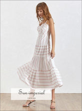 Emily Dress - White Sleeveless Striped Maxi Dress