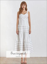 Emily Dress - White Sleeveless Striped Maxi Dress