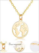 Fashion Jewelry Delicate Hollow World Map Pendant Chain Necklace Gold Silver Color SUN-IMPERIAL United States