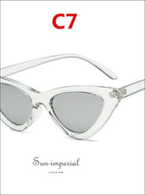 Fashion Woman Sunglasses Vintage Triangular Cat Eye Glasses Transparent Lens SUN-IMPERIAL United States