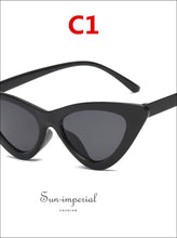 Fashion Woman Sunglasses Vintage Triangular Cat Eye Glasses Transparent Lens SUN-IMPERIAL United States