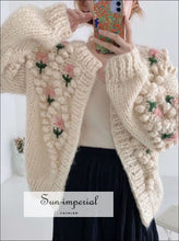 Floral Embroidery Pearl Button Cardigan - Sun Imperial (photo 2)