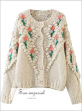 Floral Embroidery Pearl Button Cardigan - Sun Imperial (photo 4)