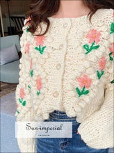 Floral Embroidery Pearl Button Cardigan - Sun Imperial (photo 5)