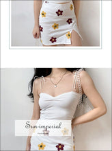 Floral Embroidery Women Skirt Summer High Waist Cotton Sliting Mini Womens Faldas Vintage Vacation best seller, cotton, floral print, flower