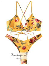 Flower Bikini Set Vintage Women Push up Bra Bandeau Bikinis Padded Summer Female Biqinis Lace