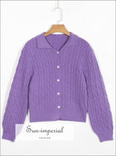 Flower Button Turn Down Collar Cardigan - Sun Imperial (photo 1)