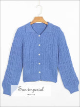 Flower Button Turn Down Collar Cardigan - Sun Imperial (photo 2)
