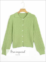 Flower Button Turn Down Collar Cardigan - Sun Imperial (photo 5)