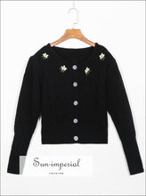 Flower Embroidery Knitted Cardigan - Sun Imperial (photo 1)