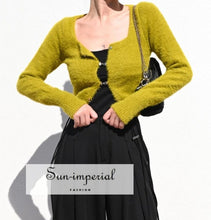 Fluffy Cropped Cardigan with Hook Front - Sun Imperial (photo 1)