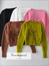 Fluffy Cropped Cardigan with Hook Front - Sun Imperial (photo 8)