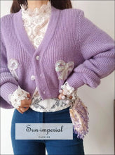 Fluffy Cropped Cardigan with Sequin Butterfly - Sun Imperial (photo 2)