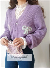 Fluffy Cropped Cardigan with Sequin Butterfly - Sun Imperial (photo 3)