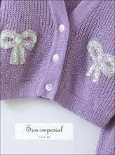 Fluffy Cropped Cardigan with Sequin Butterfly - Sun Imperial (photo 6)