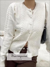 Frill Neck Cable Knit Cardigan - Sun Imperial (photo 2)