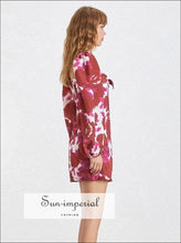Gabi Dress - Vintage Flower Print Women Square Collar Lantern Sleeve High Waist Slim Mini Print, Waist, Sleeve, Collar, vintage SUN-IMPERIAL