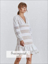 Gemma Dress- Summer V Neck Women Dress Lantern Sleeve High Waist Lace Mini Waist, Sleeve, Dresses, Neck, Vintage SUN-IMPERIAL United States
