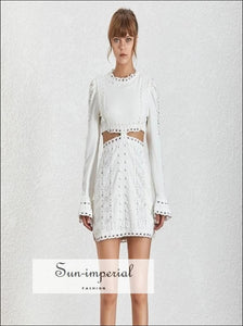 Genesis Dress in White - Spring Women's Dresses O Neck Butterfly Sleeve Lace Embroidery Lace