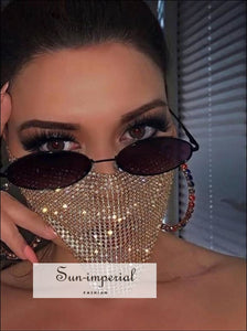 Glitter Rhinestone Decor Face Mask Mouth Breathable Crystal Shiny Masks accessories, chick sexy style, decorative face mask, Mask, Unique 
