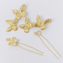 Gold butterfly hair clips and pin set - Sun Imperial (photo 1)