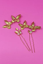Gold butterfly hair clips and pin set - Sun Imperial (photo 2)