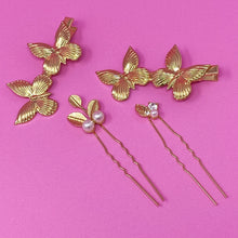 Gold butterfly hair clips and pin set - Sun Imperial (photo 3)