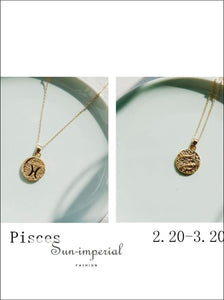 Gold Color 12 Constellation Necklaces & Pendants for Women Coin Chain Necklace SUN-IMPERIAL United States