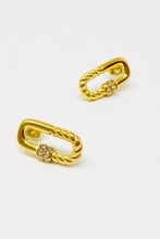18k gold plated CZ cable link stud earrings - Sun Imperial (photo 3)
