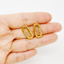 18k gold plated CZ cable link stud earrings - Sun Imperial (photo 4)