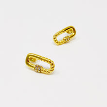 18k gold plated CZ cable link stud earrings - Sun Imperial (photo 5)