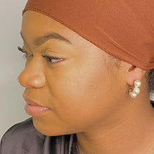 Gold pearl hoop earrings - Sun Imperial (photo 5)
