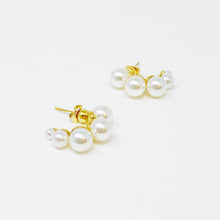 Gold pearl hoop earrings - Sun Imperial (photo 7)