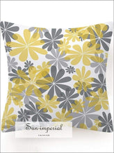 Gray Yellow Flower Cushion Cover Decoration Rectangle Throw Pillowcase for Sofa Decorative Throw