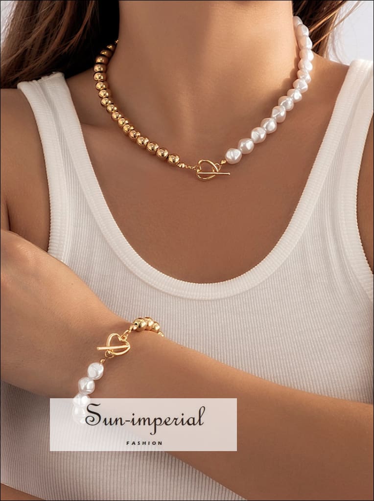 Fashion 18K Gold Plated Brass Half Pearl Half Chain Jewelry Natural Baroque  Freshwater Pearl Pendant Choker Necklace for Women - China Pearl Necklace  and Baroque Pearl Necklace price | Made-in-China.com
