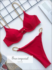 High Cut Thong B Swimsuit Solid Swimwear Women Brazilian Bikini Set SUN-IMPERIAL United States