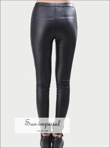 High Quality Wholesale Punk Black Faux Leather Gothic Lace Legging Women up Leggings SUN-IMPERIAL United States