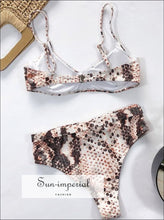 High Waist Bikini Belt bottom Swimsuit Women Leopard Print Bikini Set Swimwear - Pink Snakeskin
